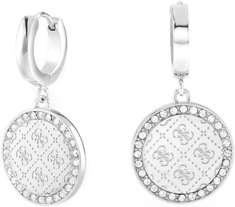 GUESS 30MM HUGGIES 4G COIN & CRYS RH, silber(silber), Gr. N