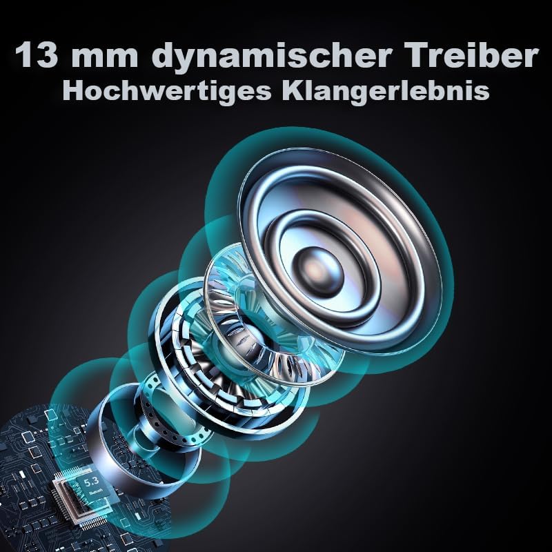 Manta Bluetooth Kopfhörer ANC, Kabellos Bluetooth 5.3 Deep Bass mit 4 ENC Mic, Touch Control 21Std S