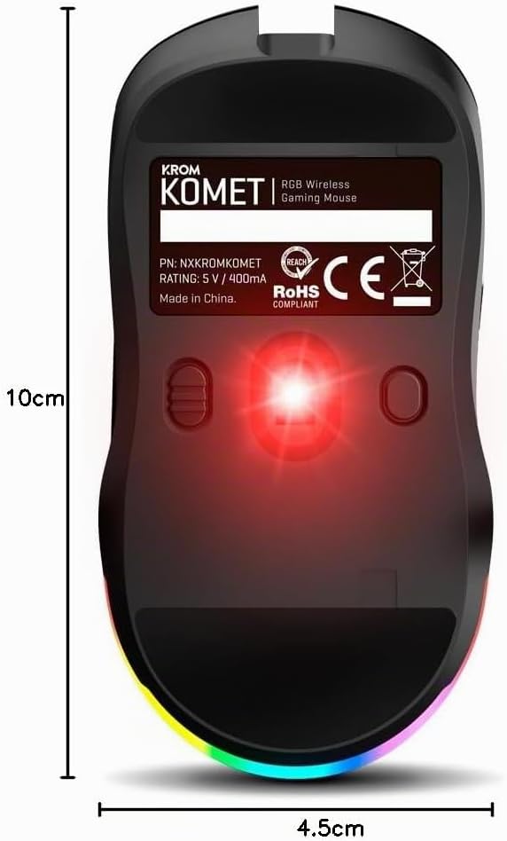 KROM KOMET - Kabellose RGB-Gaming-Maus, optischer Präzisionssensor Pixart PMW 3212, 8 Tasten, 5 dpi-