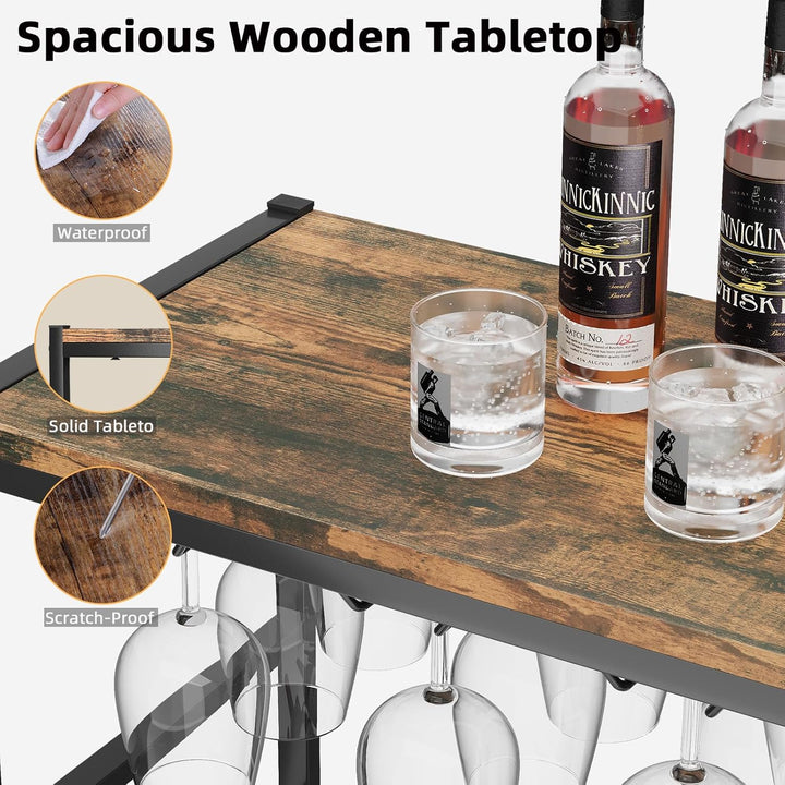 Urban Deco Weinregal Stehend mit Glashalter, Flaschenregal für 25 Flaschen & 12 Weingläser, Weinrega
