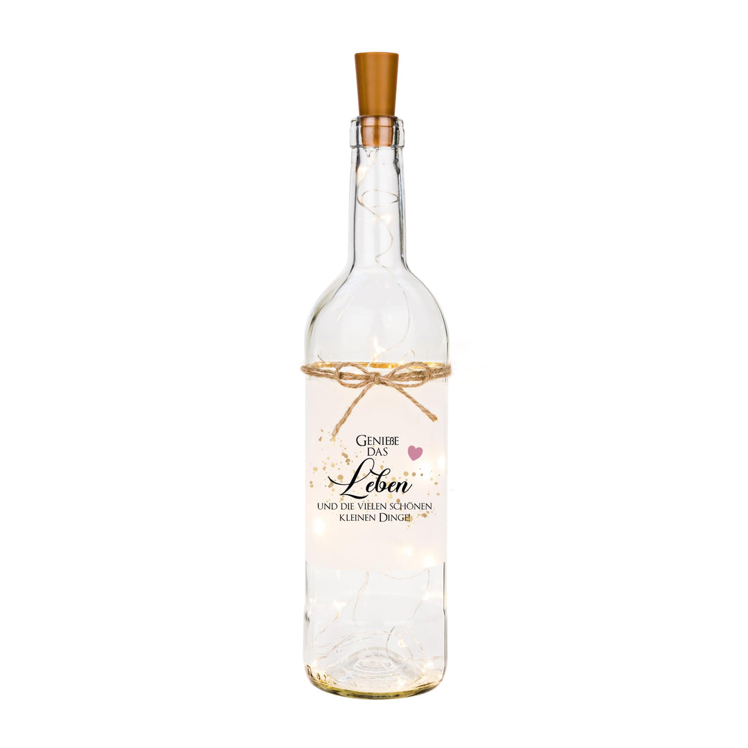 Manufaktur Liebevoll Flaschenlicht Geniesse das Leben Geld Geschenk Geburtstag Leuchtflasche Frau Ma
