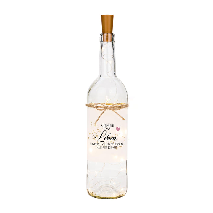 Manufaktur Liebevoll Flaschenlicht Geniesse das Leben Geld Geschenk Geburtstag Leuchtflasche Frau Ma