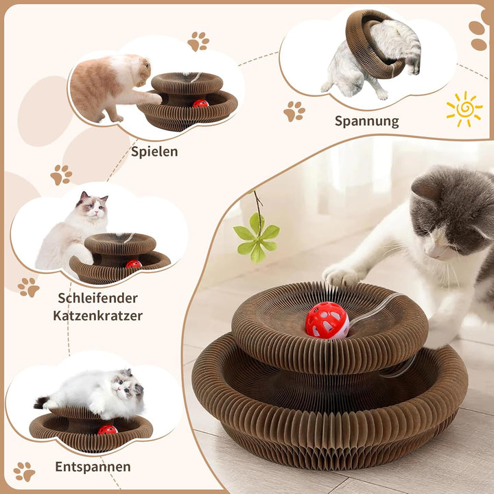 2-in-1 Magic Organ Katzen Kratzbretter, NEU Zusammenklappbares interaktives Katzenspielzeug mit Gloc