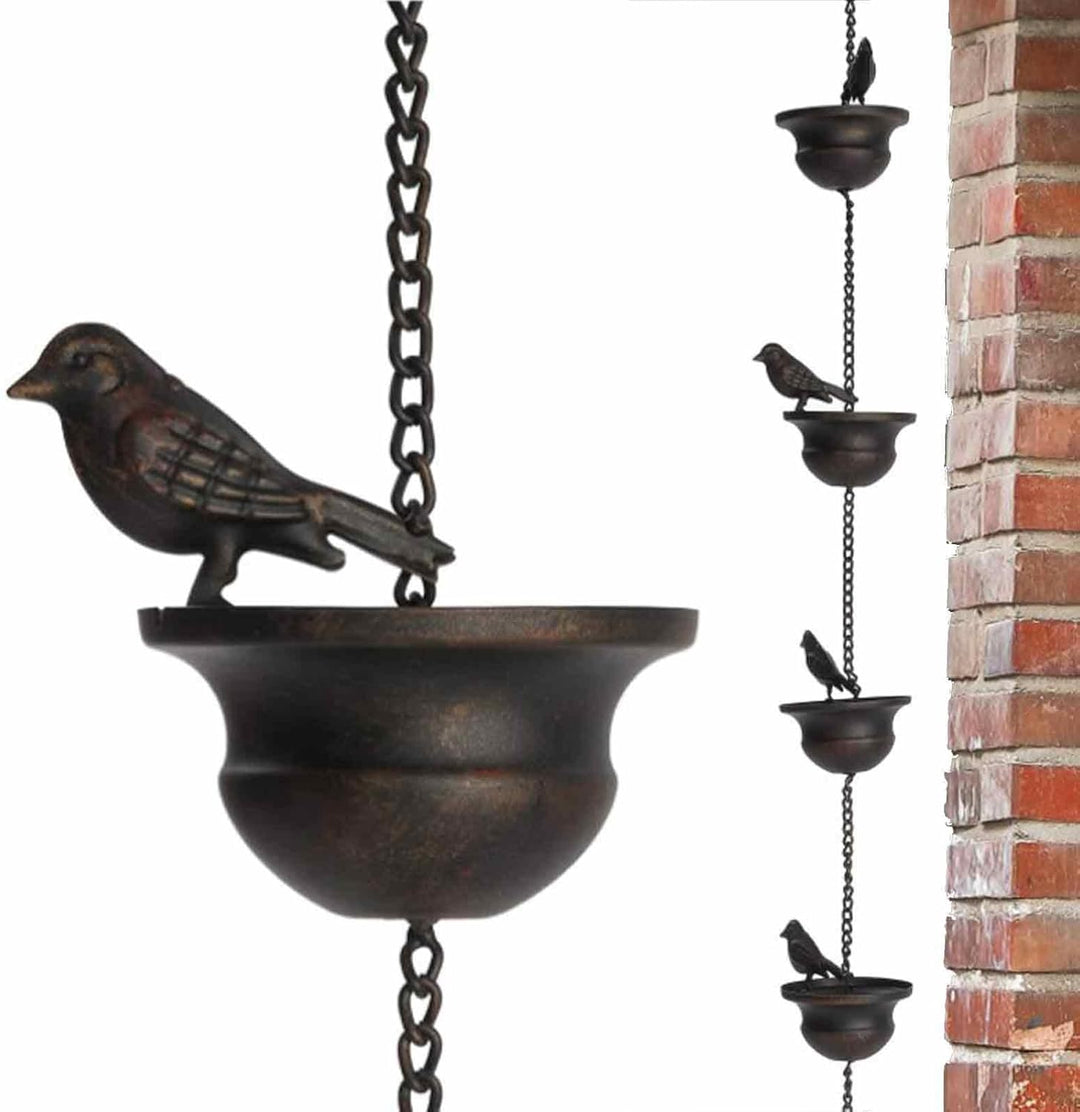 Pxcewdcx Regenkette Vögel 2.4m, Regenkette Ablaufkette, Regenkette Dachrinne, Regenkette Anthrazit,