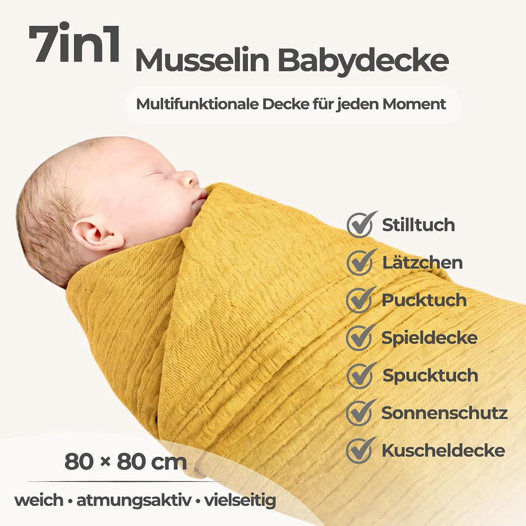 Baby Musselin Decke Musselindecke von Nordic Coast Mulldecke Mulltuch Pucktuch Puckdecke Krabbeldeck