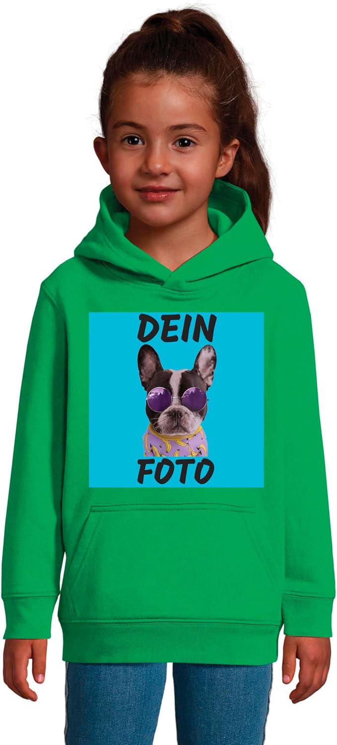 Kinder Hoodie Bedrucken Lassen - Mit Wunschfoto personalisiert - Kapuzenpullover als Geschenk für Ju