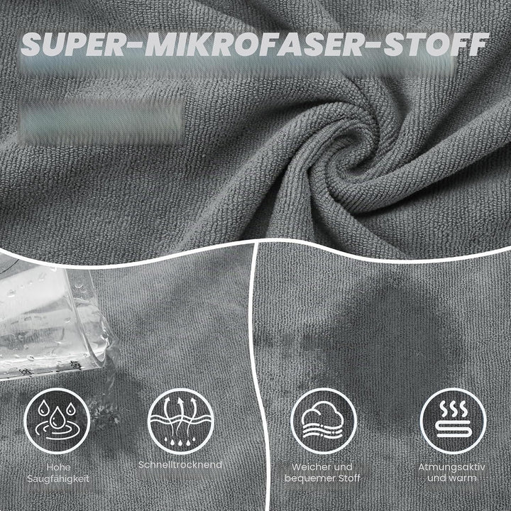 HundeBademantel Mikrofaser Schnell Trocknend, Einstellbar Hundehandtuch Extra Saugfähig für Mittel &