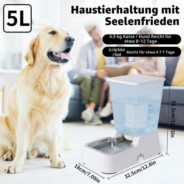 5L Automatischer Hundefutterspender und Hundewasserspender Katzenfutterspender und Katzenwasserspend