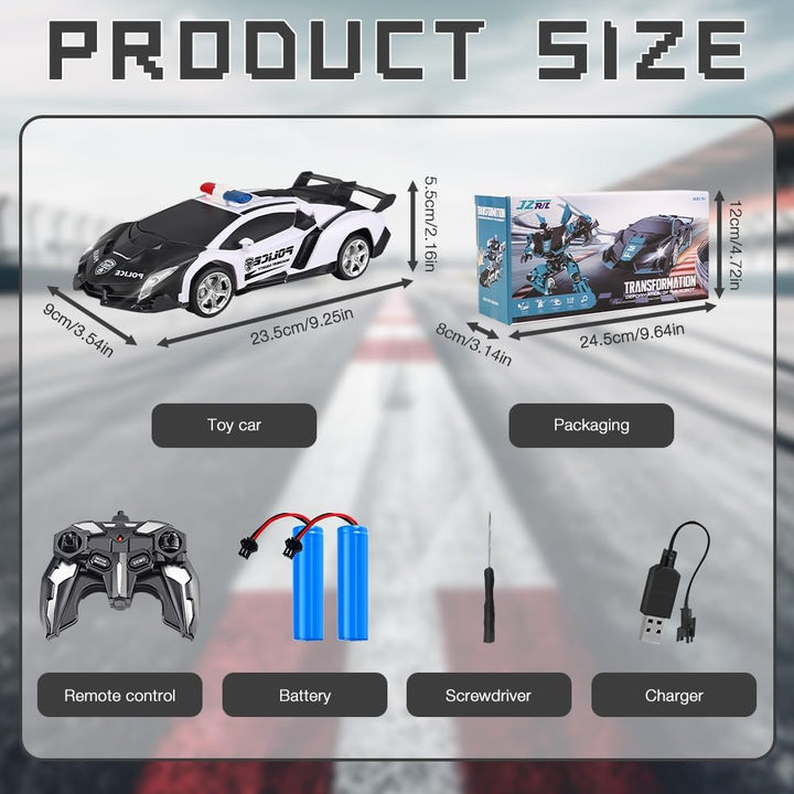 2 in 1 Transformator Ferngesteuertes Auto,1:18 Transformator Spielzeug,RC Auto Transform Roboter Spi