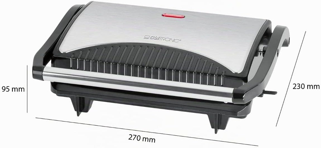 Clatronic® Kontaktgrill | beidseitiges fettfreies Grillen | 700W | antihaftbeschichtete Grillplatten