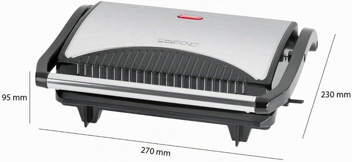 Clatronic® Kontaktgrill | beidseitiges fettfreies Grillen | 700W | antihaftbeschichtete Grillplatten