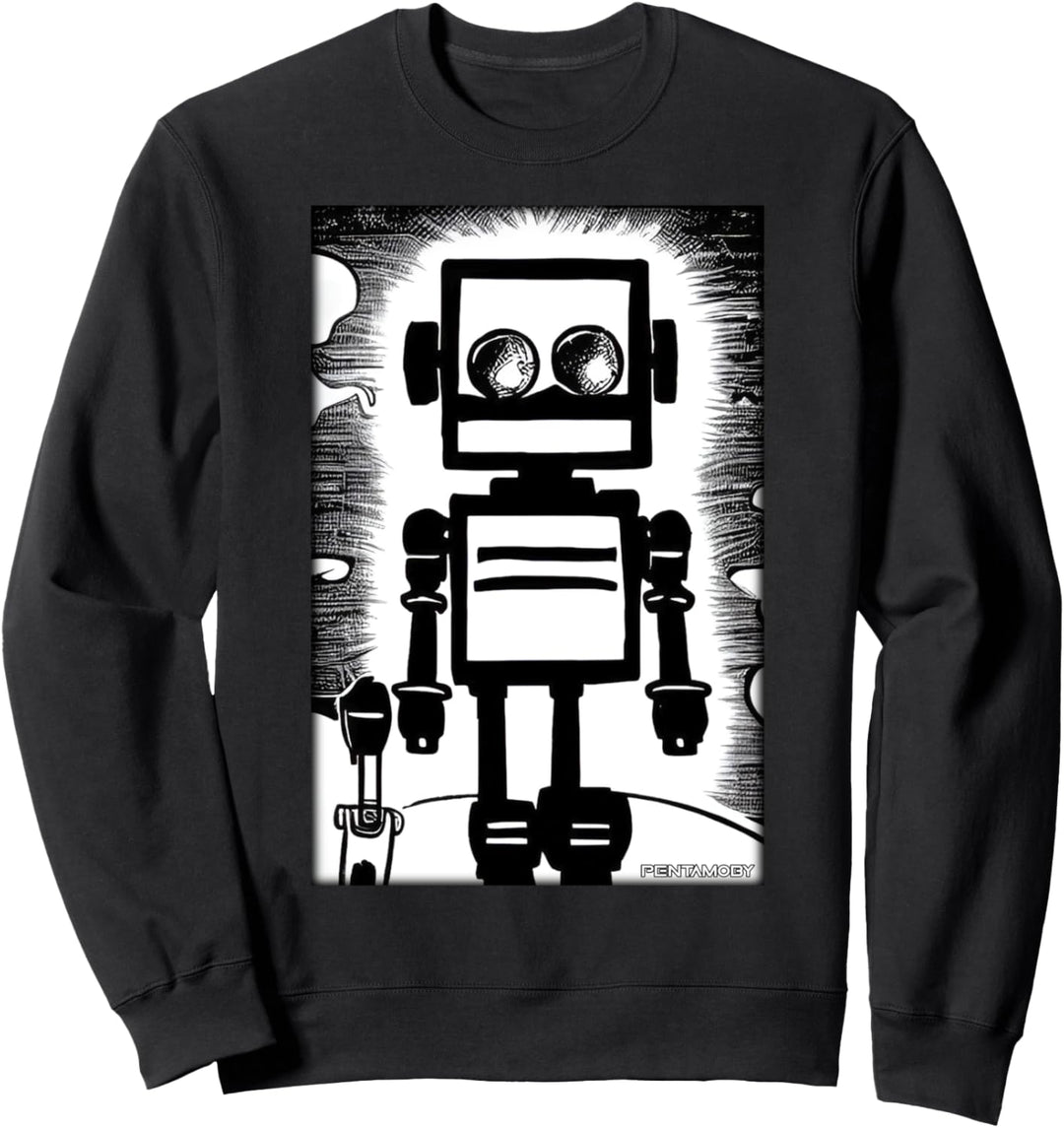 Roboter Zukunft Technologie Wissenschaft Comic Retro Vintage Sweatshirt