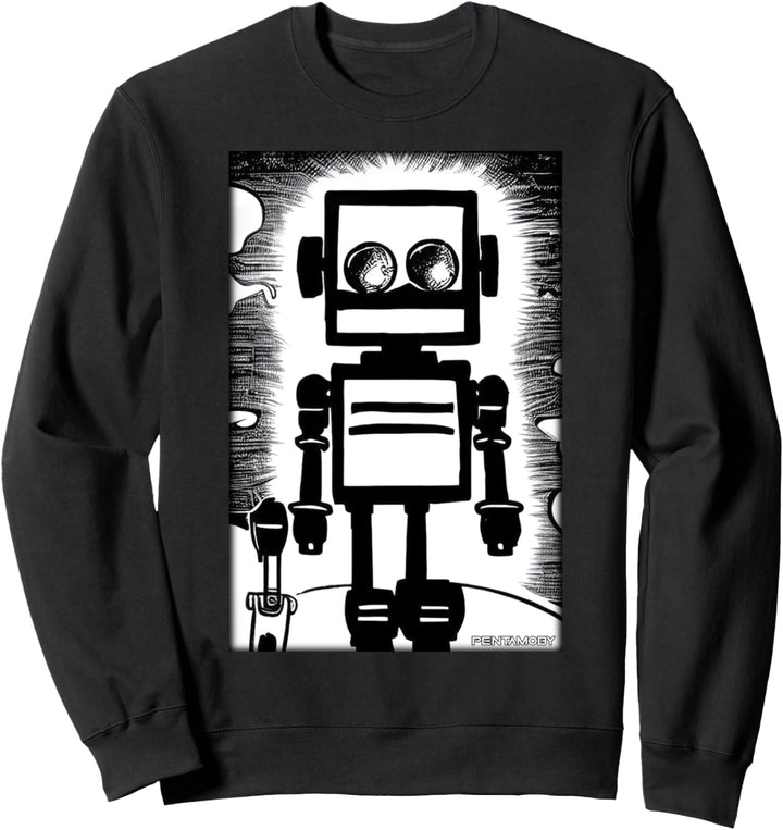 Roboter Zukunft Technologie Wissenschaft Comic Retro Vintage Sweatshirt