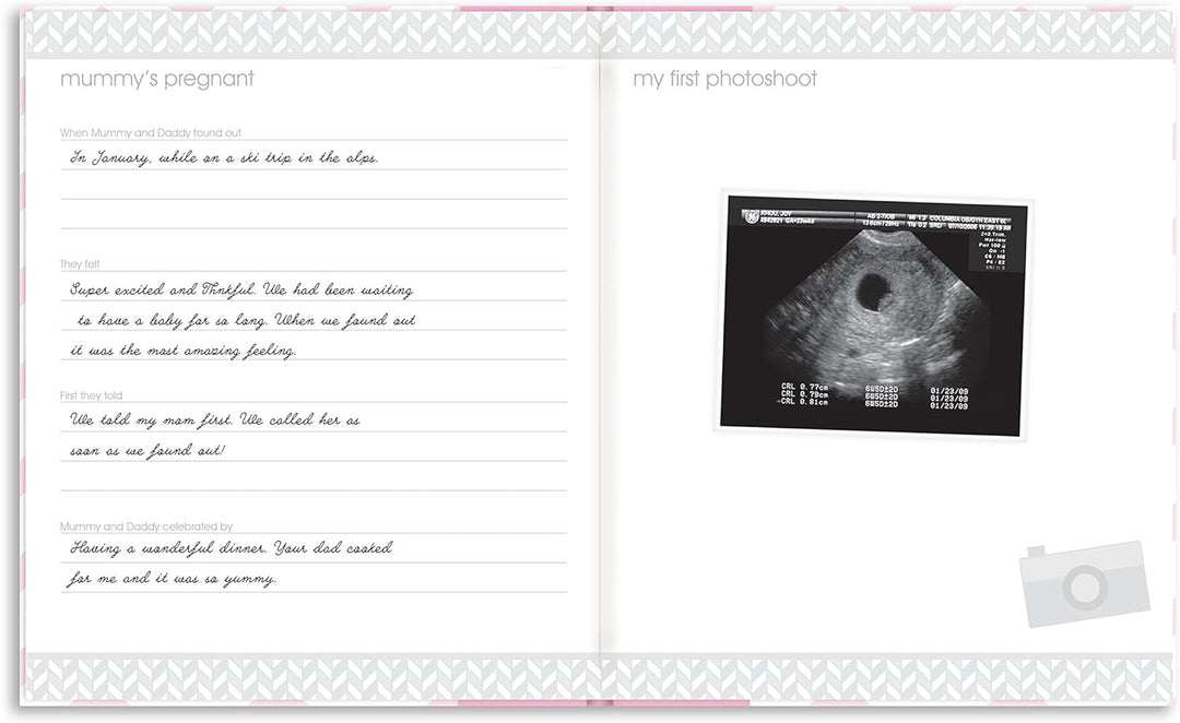 Pearhead P62202 Chevron Babybuch mit Clean Touch Stempelkissen, rosa (Texte auf Englisch) Pink Chevr