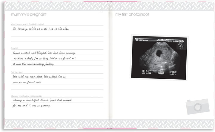 Pearhead P62202 Chevron Babybuch mit Clean Touch Stempelkissen, rosa (Texte auf Englisch) Pink Chevr