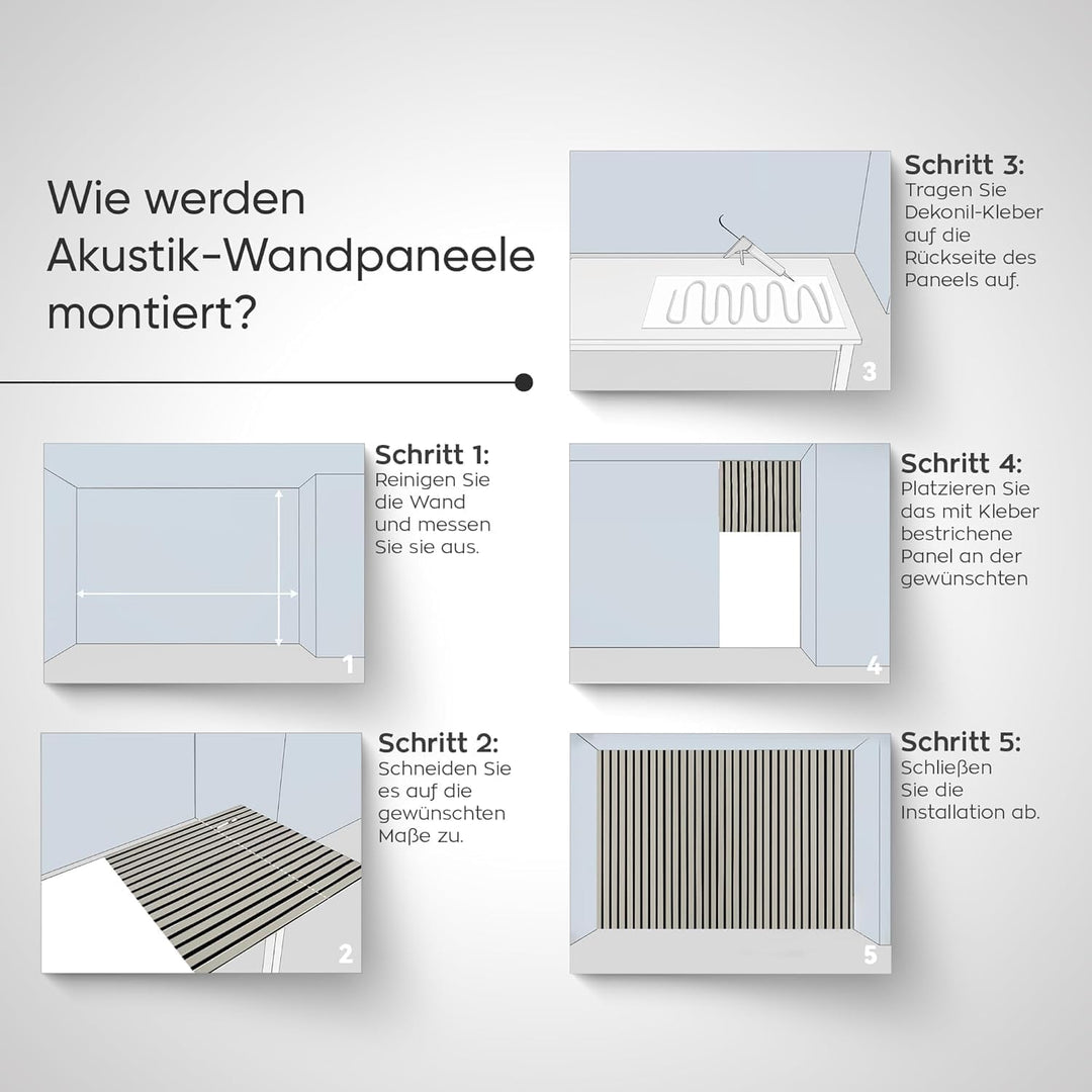 Dekorative Wandpaneele mit Filz und MDF Leisten – 60x60 cm - Nachhallreduzierend & Flexibel – 3 mm F