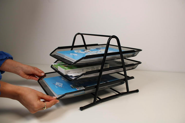 Wedo 65801 Briefablage Office (aus Drahtmetall, 3 Fächer, passend bis C4-Format, 35 x 30 x 27 cm) sc