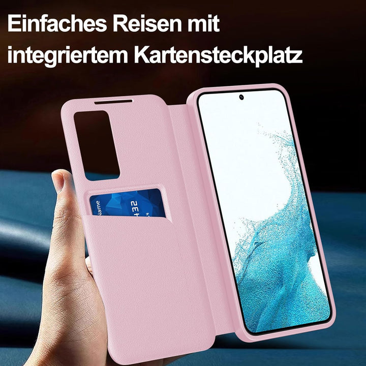 für Samsung S22 Smart View Hülle, Wallet Smartphone Case, für Samsung Galaxy S22 Handyhülle Clear Vi