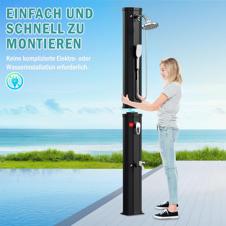 Randaco Solardusche Solar Gartendusche warmes Wasser Bis Zu 60°C Ohne Stromanschluss Pooldusche Camp