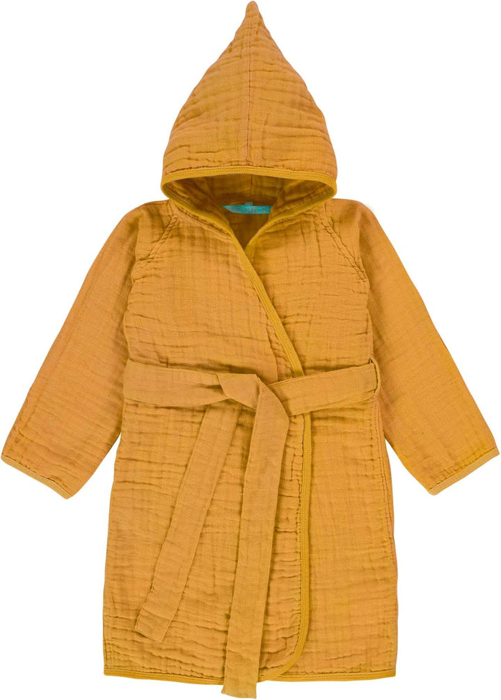LÄSSIG Kinder Bademantel Baumwolle/Muslin Bathrobe 12-18 Monate Mustard, 12-18 Monate Mustard