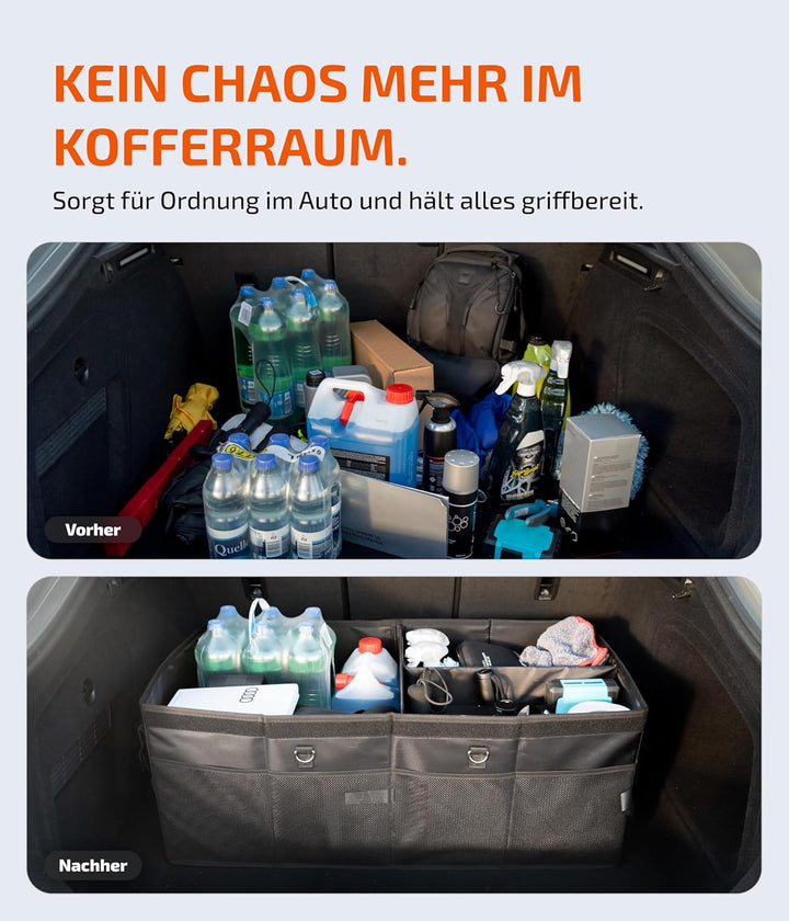 LIONSTRONG® Kofferraum-Organizer Box – Faltbare & rutschfeste Aufbewahrungsbox mit Tragegriffen und