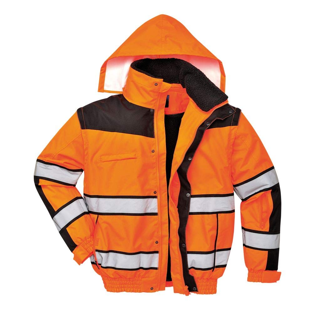 Portwest Klassische Warnschutz-Pilotjacke, Grösse: XXL, Farbe: Orange/Schwarz, C466OBRXXL XXL Orange