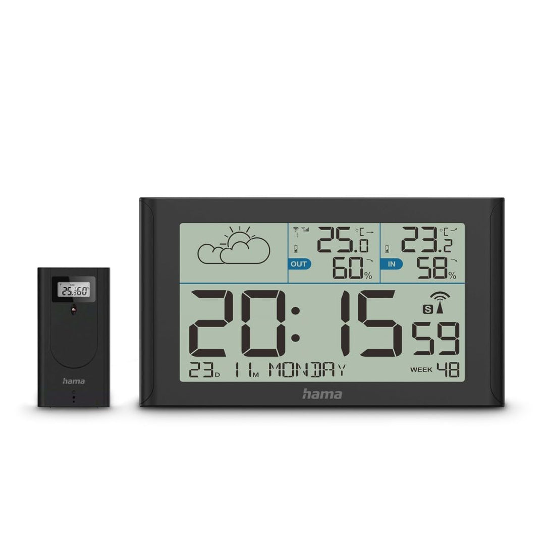 Wetterstation "Sylt", mit Aussensensor, Funk, Wecker, Schwarz