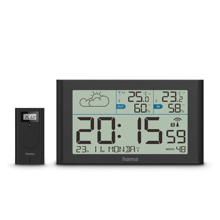 Wetterstation "Sylt", mit Aussensensor, Funk, Wecker, Schwarz