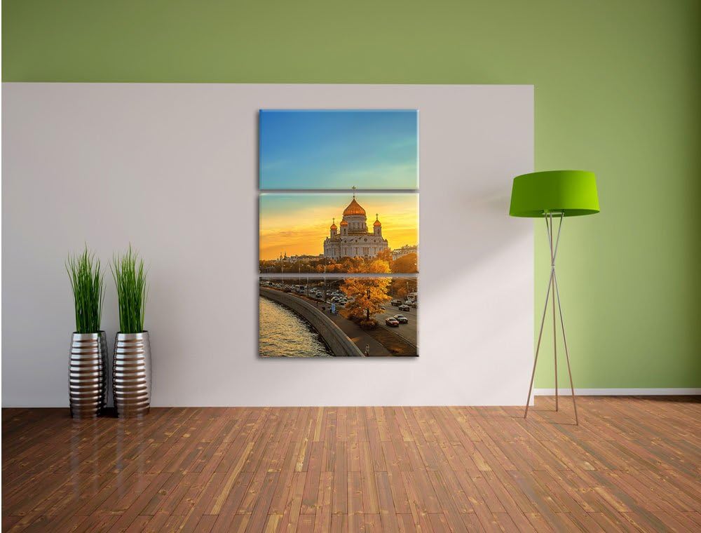 Pixxprint Sonnenuntergang in Moskau als Leinwandbild/Grösse: 3 Teilig (120x80) cm/Wandbild/Kunstdruc