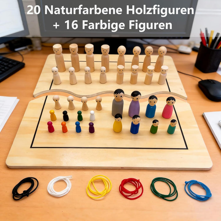 Systembrett Aufstellung Set, Familienbrett Beziehungsbrett aus Holz für Coaching Familienaufstellung