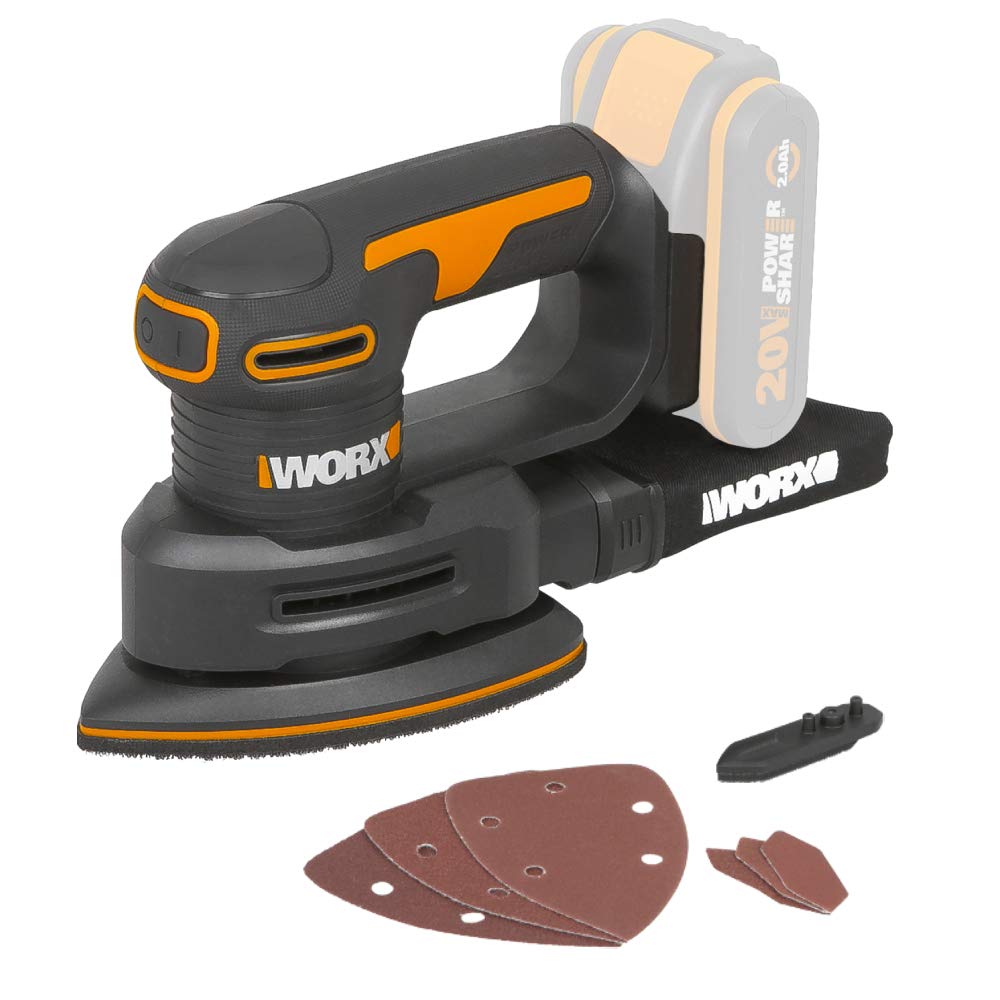 WORX WX822.9 Akku-Dreieckschleifer 20V – Elektrische 20V Schleifmaschine für Holzmöbel, Türen, Ecken