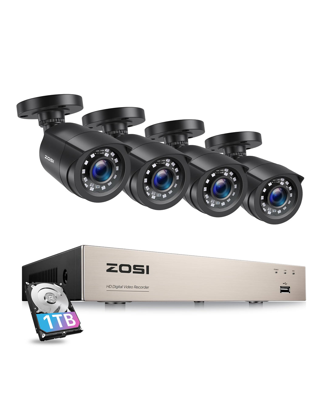 ZOSI 1080p Aussen Video Überwachungskamera Set mit Kabel,8CH 5MP Lite DVR Recorder mit 1TB Festplatt