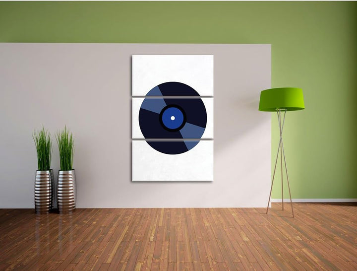 Pixxprint Rock 'n' roll Schallplatte als Leinwandbild/Grösse: 3 Teilig (120x80 cm) cm/Wandbild/Kunst