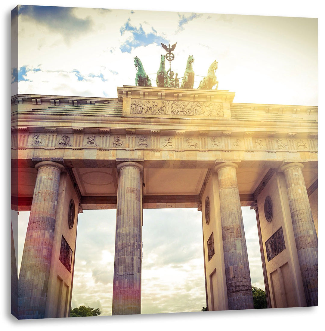 Pixxprint Schönes Brandenburger Tor in Berlin, Format: 70x70 auf Leinwand, 70x70