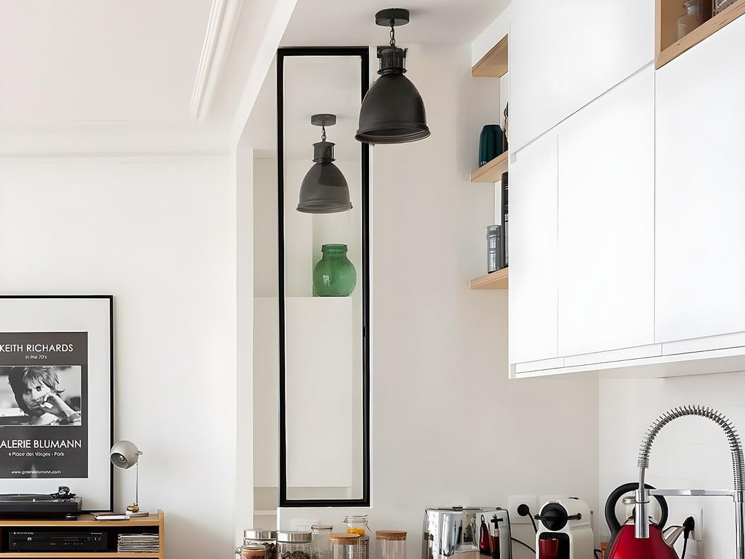 Vente-unique - Atelier-Glaswand - 30 x 130 cm - thermolackiertes Aluminium - Schwarz - Bayview