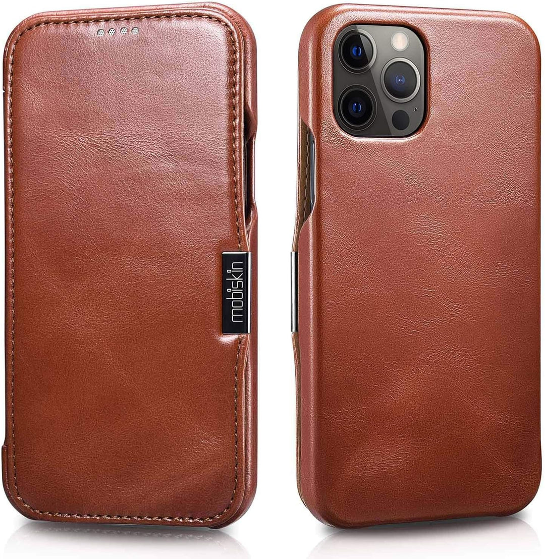 Mobiskin Hülle kompatibel mit Apple iPhone 12 und iPhone 12 PRO (6,1 Zoll), Handyhülle mit echtem Le