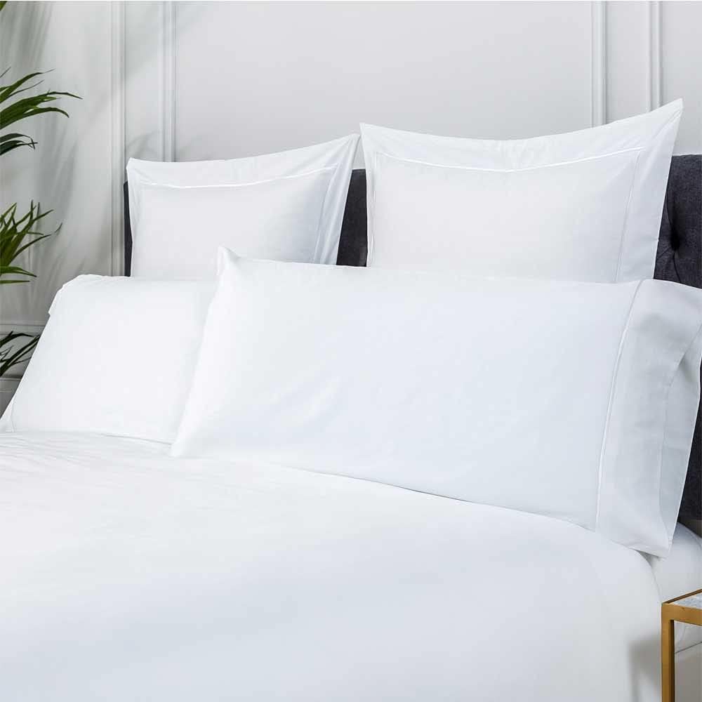 COTTON ARTean Bettwäsche-Set, ägyptische Baumwolle, Fadenzahl 300, Weiss, Bett 180 x 190/200, 100 %