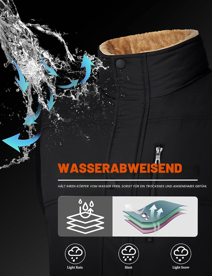 MAGCOMSEN Winterweste Herren Gefüttert Outdoor Weste Warme Fleeceweste Freizeit Ärmellos Jacke Therm
