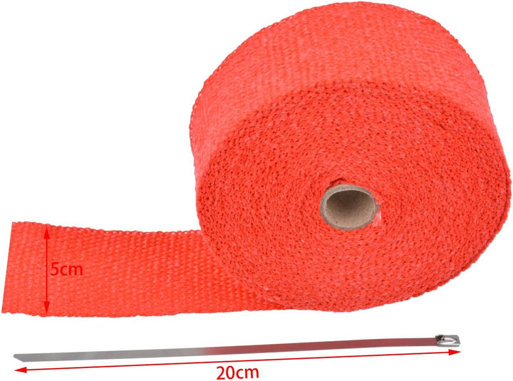 KATUR 2 "x50Ft Auspuff Heat Wrap Tap Header Glasfaser Wrap Kit mit 8 Stück 11,8 Zoll Edelstahl Versc