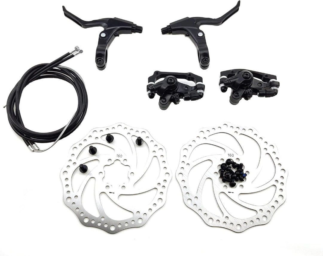 Azatemgo 160 mm Fahrrad-Scheibenbremsen-Set, Bremsscheiben-Set, Bremsgriffe, Bremszüge, Bremshebel,
