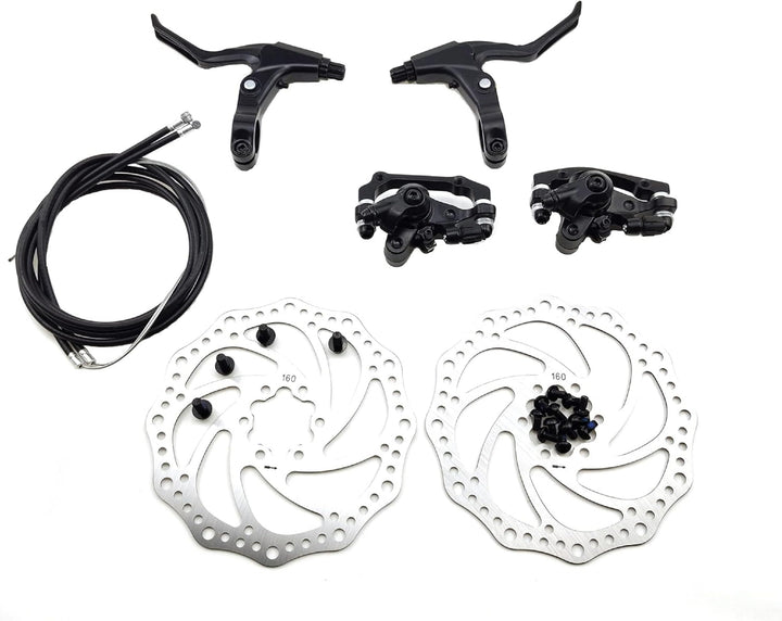 Azatemgo 160 mm Fahrrad-Scheibenbremsen-Set, Bremsscheiben-Set, Bremsgriffe, Bremszüge, Bremshebel,