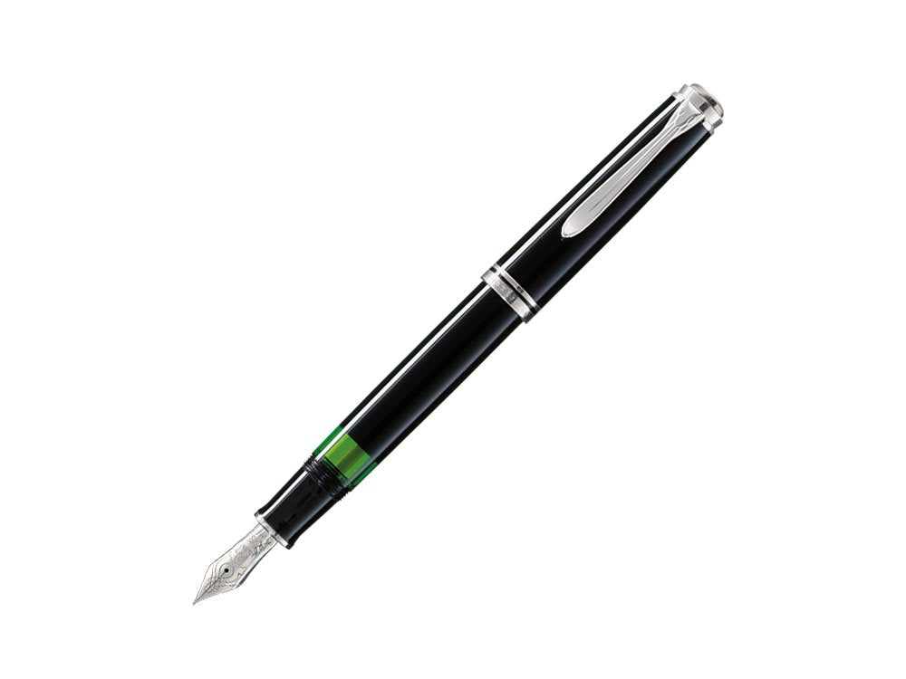 Pelikan Füllhalter Souverän 805, Schwarz, Feder M (mittel), hochwertiger Kolbenfüller im Geschenk-Et