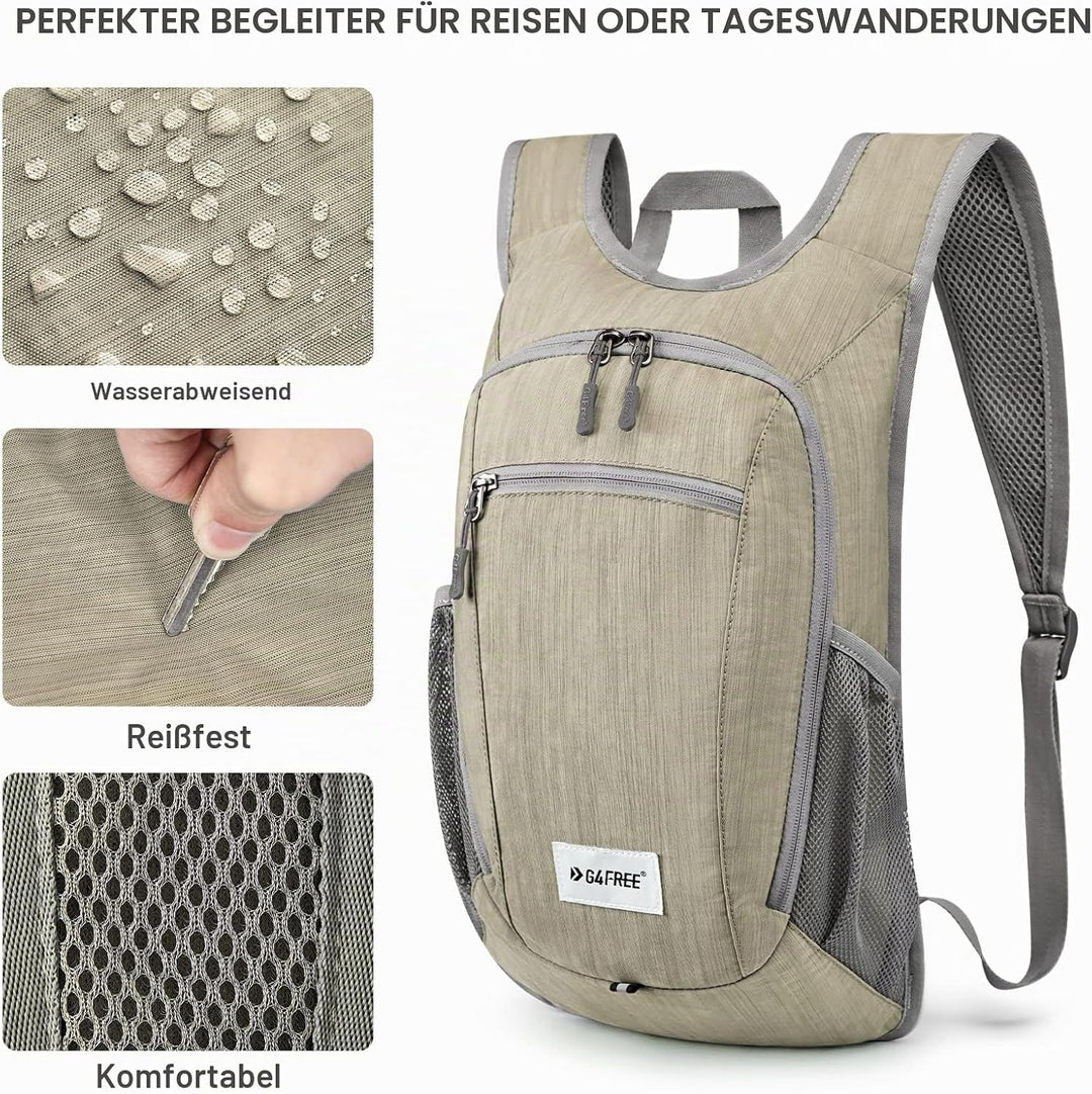 G4Free 10/15/20L Faltbarer Rucksack Klein, Wanderrucksack Leicht, Tagesrucksack Damen Herren für Wan