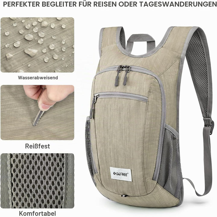 G4Free 10/15/20L Faltbarer Rucksack Klein, Wanderrucksack Leicht, Tagesrucksack Damen Herren für Wan