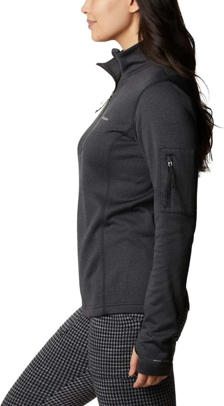Columbia Damen Park View Half-Zip Grid Fleecejacke mit halbem Reissverschluss Black Heather XL, Blac