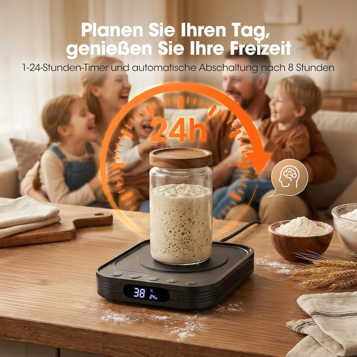 MQUPIN Sauerteig Starter Wärmer, 21-38°C Präzise 1°C Thermostat Sauerteigwärmer, Warmhalteplatte für