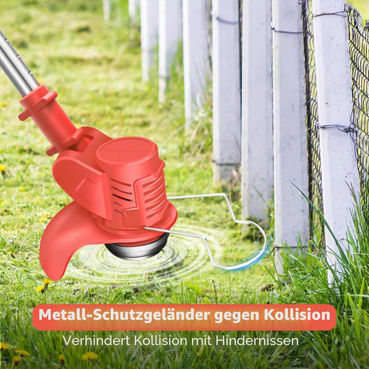 Elektrischer Rasenmäher 3-in-1 Akku-Rasenmäher Rasentrimmer Freischneider Edger 21V Akku Rot with 1