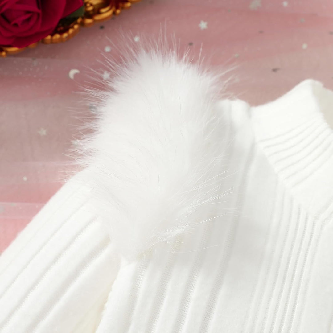 Kleinkind Baby Mädchen Kleidung Langarm Strick Rippenoberteile Schleife Cord Hosenträgerrock Kleid O