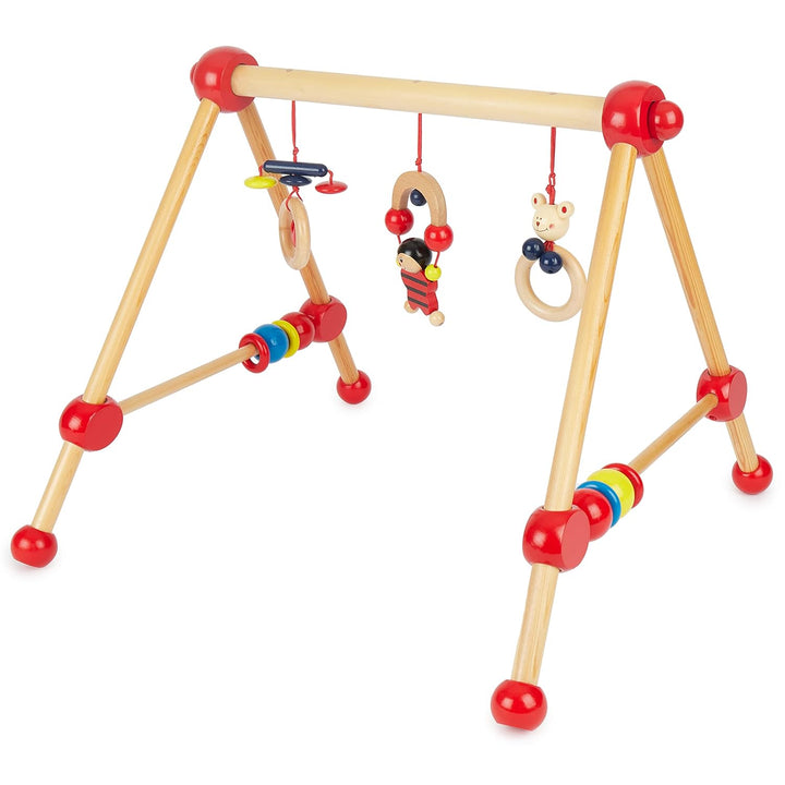 Bieco Spieltrapez | Spielbogen Baby Holz mit Figuren & Kugeln | Spielebogen Holz Baby | Spieltrapez