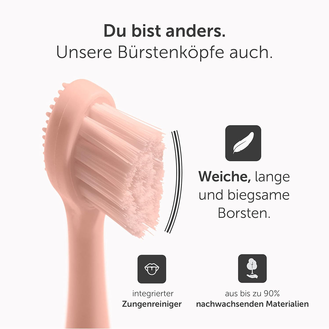 Wondersmile Ersatzbürsten Schallzahnbürste (Soft, Atomic Rose, 12er Pack) - Bürstenköpfe für Wonders